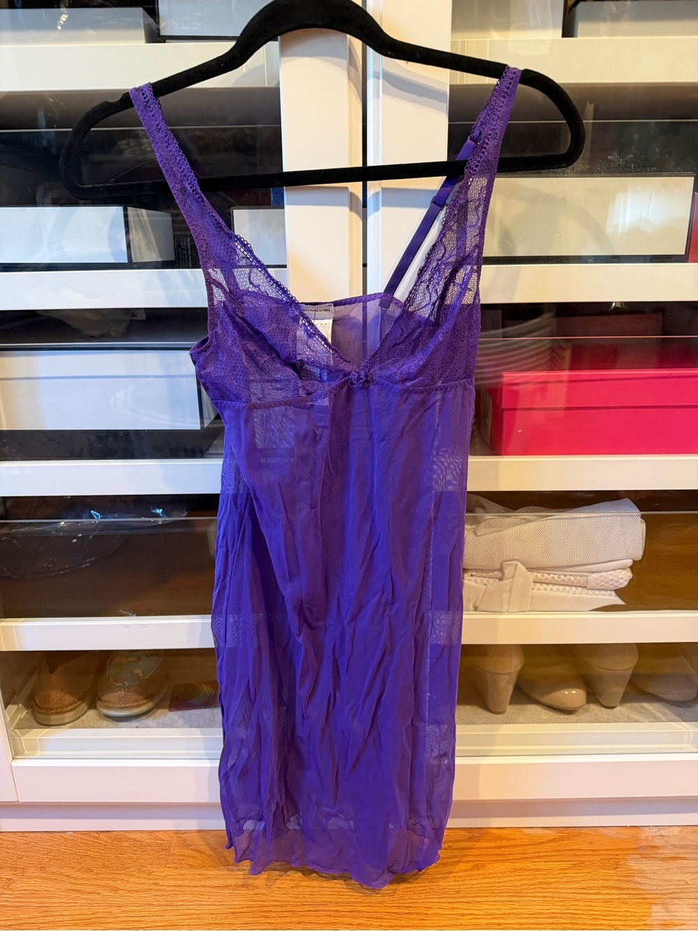 intimissimi Purple Sheer Lace-Trim Chemise